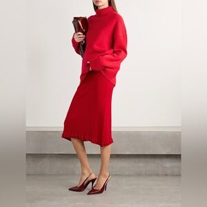 Brandon Maxwell Red Cowl Turtleneck Sweater